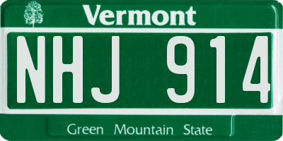 VT license plate NHJ914