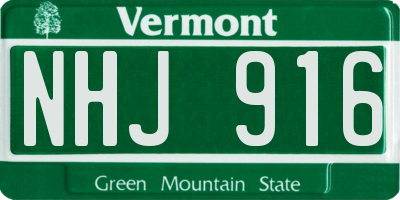 VT license plate NHJ916