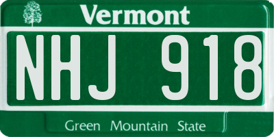 VT license plate NHJ918