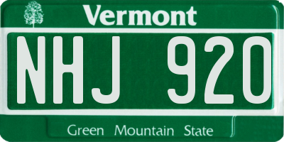 VT license plate NHJ920