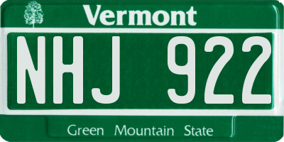 VT license plate NHJ922