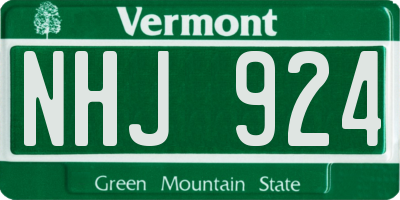 VT license plate NHJ924