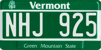 VT license plate NHJ925