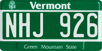 VT license plate NHJ926