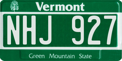 VT license plate NHJ927
