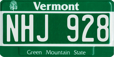 VT license plate NHJ928