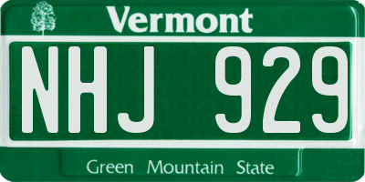 VT license plate NHJ929