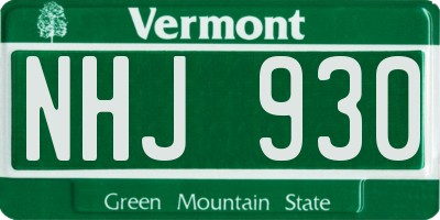 VT license plate NHJ930