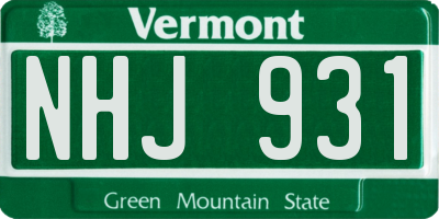 VT license plate NHJ931