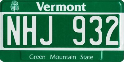 VT license plate NHJ932