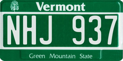 VT license plate NHJ937