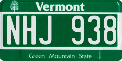VT license plate NHJ938