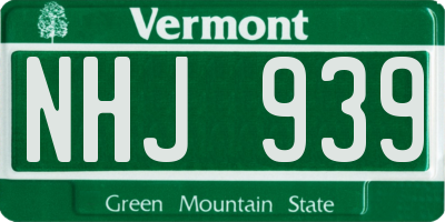 VT license plate NHJ939