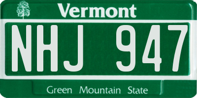 VT license plate NHJ947