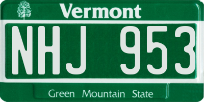 VT license plate NHJ953