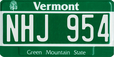 VT license plate NHJ954