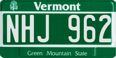 VT license plate NHJ962