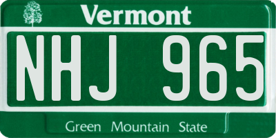 VT license plate NHJ965