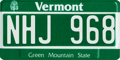 VT license plate NHJ968
