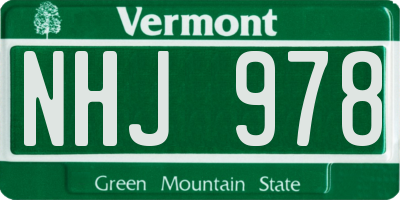 VT license plate NHJ978