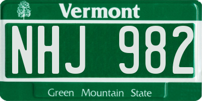 VT license plate NHJ982