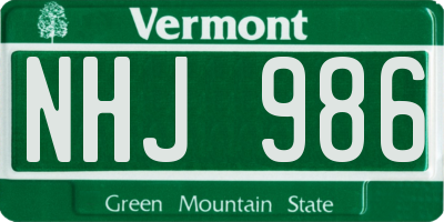 VT license plate NHJ986