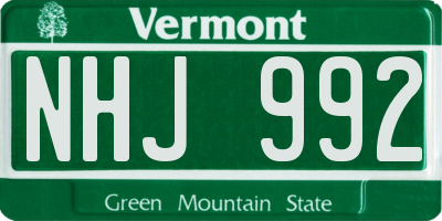 VT license plate NHJ992