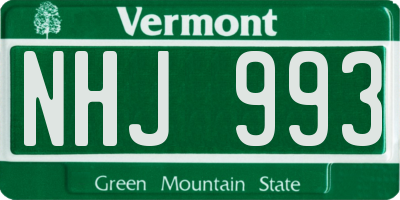 VT license plate NHJ993
