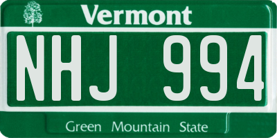 VT license plate NHJ994