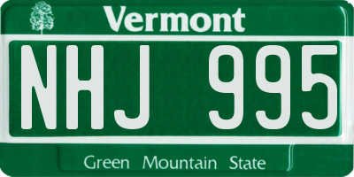 VT license plate NHJ995