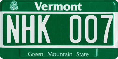 VT license plate NHK007
