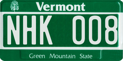 VT license plate NHK008