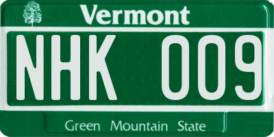VT license plate NHK009