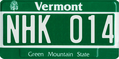 VT license plate NHK014