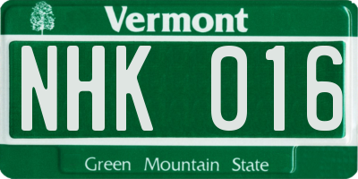VT license plate NHK016