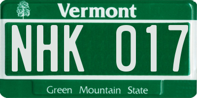 VT license plate NHK017