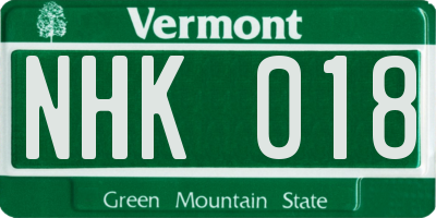 VT license plate NHK018