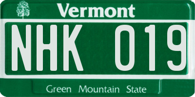 VT license plate NHK019
