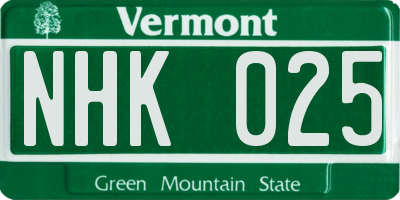 VT license plate NHK025