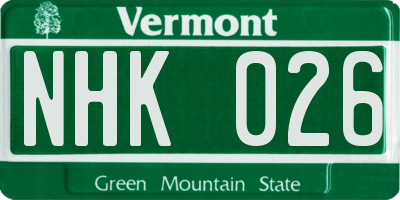 VT license plate NHK026