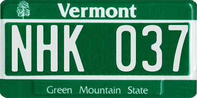 VT license plate NHK037