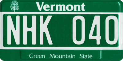 VT license plate NHK040