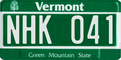 VT license plate NHK041
