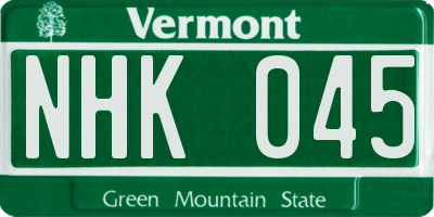 VT license plate NHK045