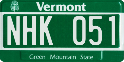 VT license plate NHK051
