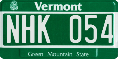 VT license plate NHK054