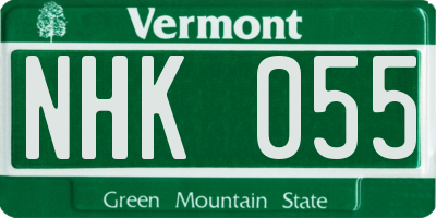 VT license plate NHK055
