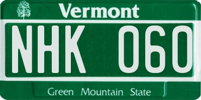 VT license plate NHK060