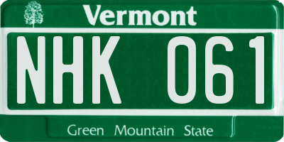 VT license plate NHK061