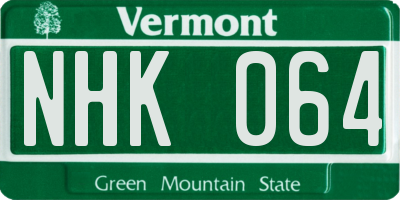 VT license plate NHK064